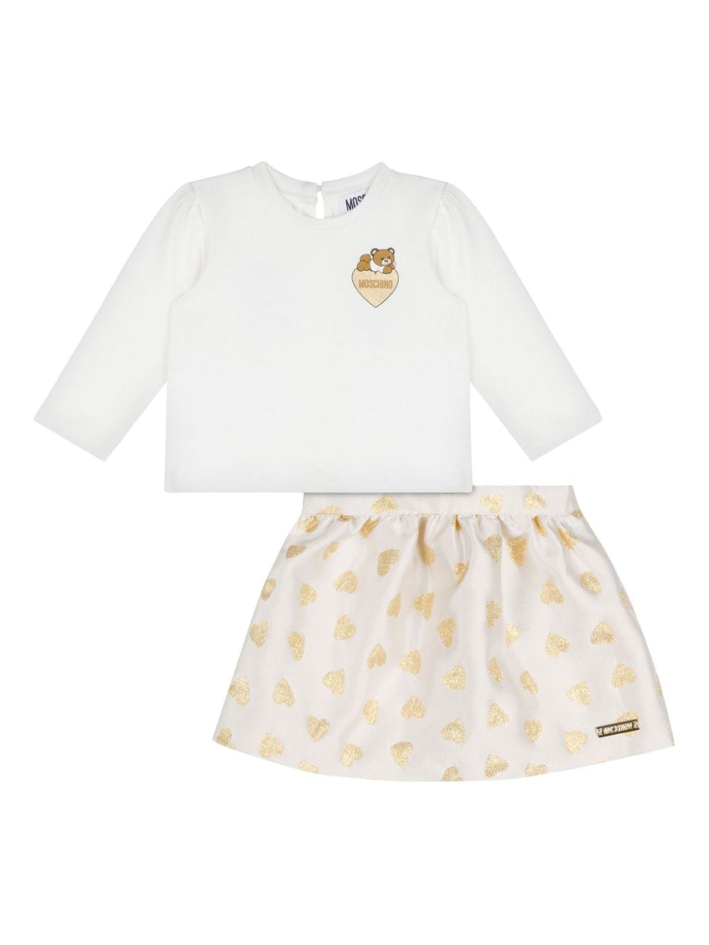 Set T shirt e gonna per neonata Moschino Kids con stampa a cuori - Rubino Kids