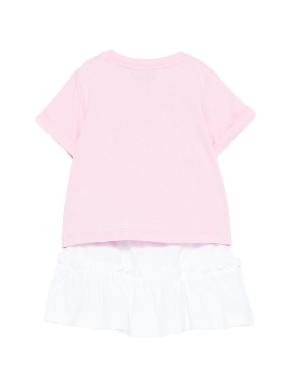 Set t-shirt e gonna per neonata Moschino Kids rosa con stampa Teddy - Rubino Kids