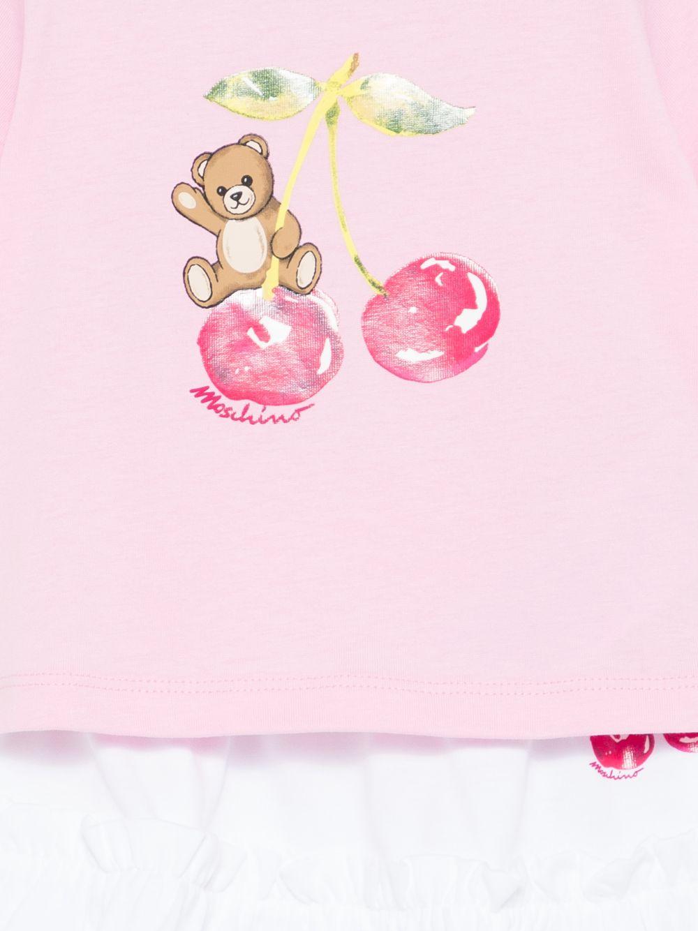 Set t-shirt e gonna per neonata Moschino Kids rosa con stampa Teddy - Rubino Kids