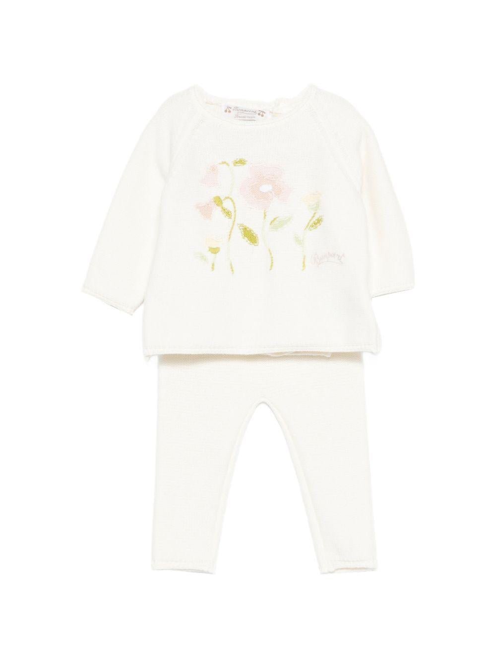 Set t-shirt e pantaloni per neonata Bonpoint bianco con stampa floreale - Rubino Kids