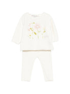 Set t-shirt e pantaloni per neonata Bonpoint bianco con stampa floreale - Rubino Kids