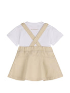 Set t-shirt e salopette per neonata Givenchy Kids bianco e beige con bottoni - Rubino Kids
