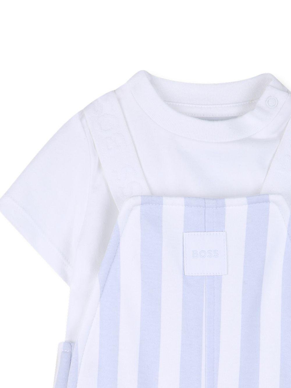 Set t-shirt e salopette per neonato Boss Kids multicolore con design a righe - Rubino Kids