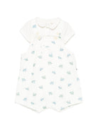Set t-shirt e salopette per neonato Petit Bateau bianco con stampa animali all - over - Rubino Kids