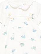 Set t-shirt e salopette per neonato Petit Bateau bianco con stampa animali all - over - Rubino Kids