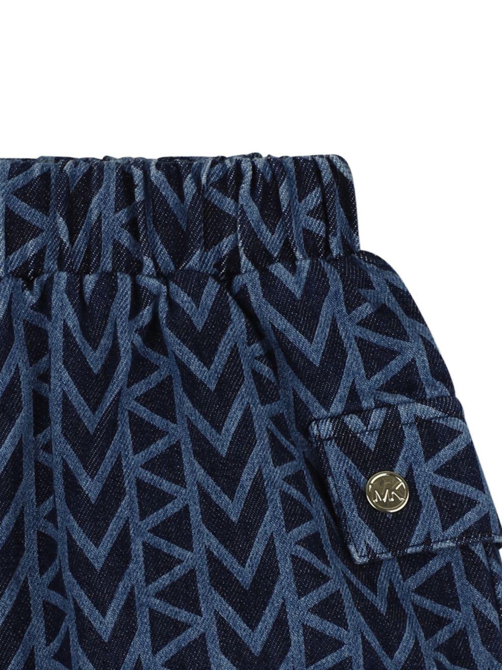 Set t-shirt e shorts per neonata Michael Kors Kids bianco e blu con stampa a fantasia - Rubino Kids