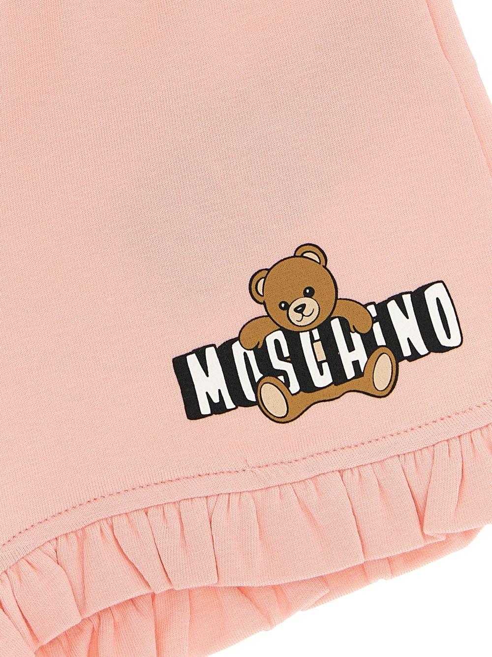 Set t-shirt e shorts per neonata Moschino Kids rosa con stampa Teddy Bear - Rubino Kids