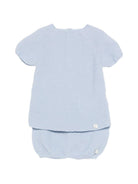 Set t-shirt e shorts per neonati Paz Rodriguez blu con lavorazione pointelle - Rubino Kids