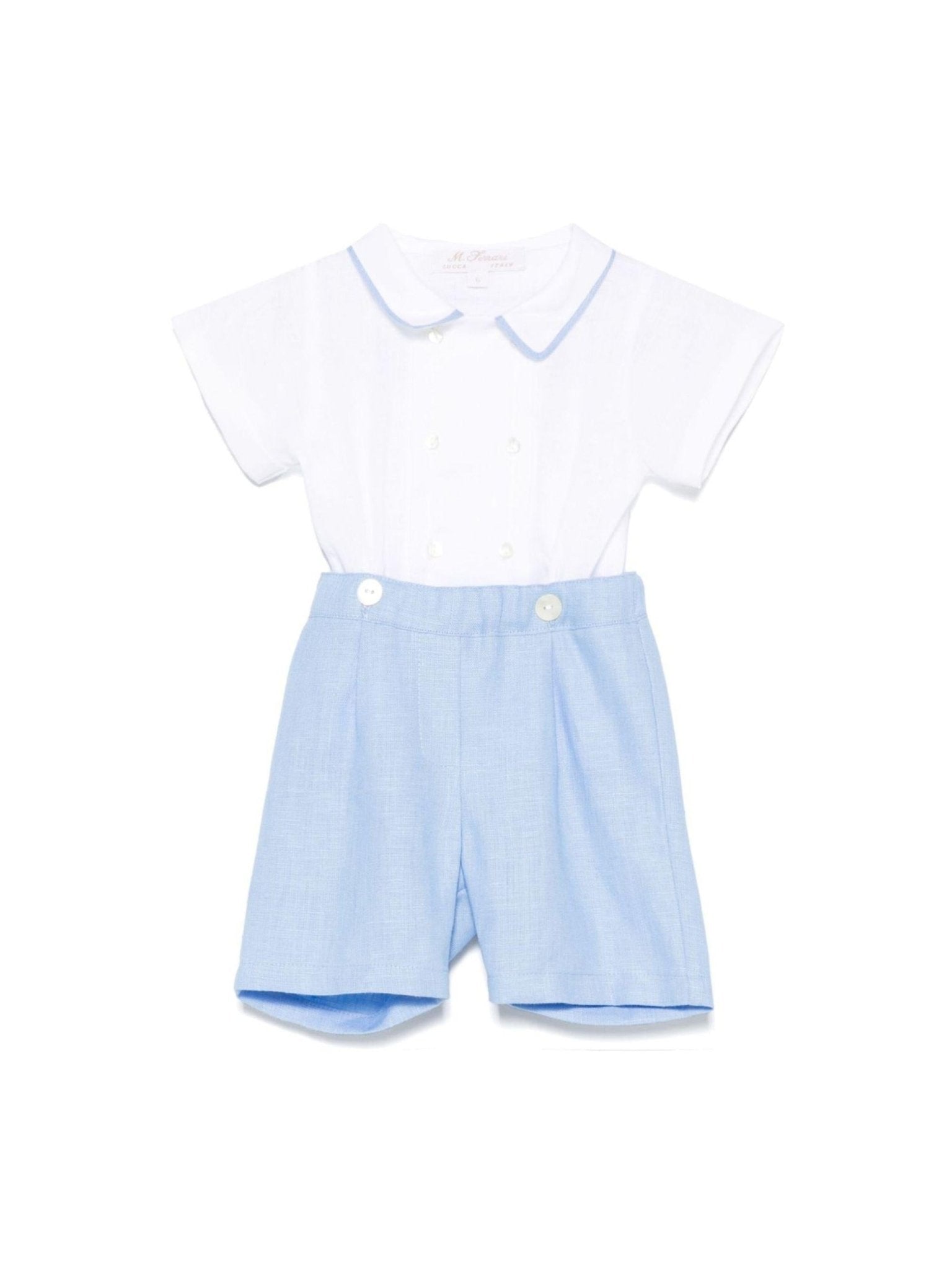 Set t-shirt e shorts per neonato Mariella Ferrari multicolore con colletto alla Peter Pan - Rubino Kids