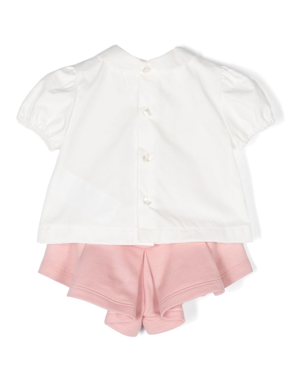 Set top e shorts bianco e rosa per neonata con ricamo Elisabetta Franchi La Mia Bambina - Rubino Kids