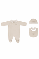 Set tre pezzi per neonata Fendi Kids beige con logo Fendi - Rubino Kids