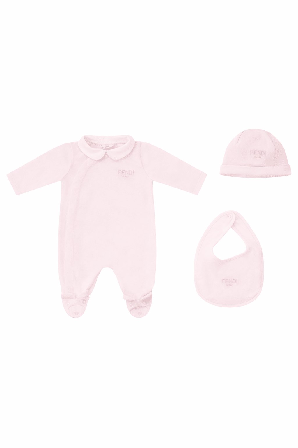 Set tre pezzi per neonata Fendi Kids rosa con logo Fendi sul davanti - Rubino Kids