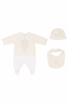 Set tre pezzi per neonati Fendi Kids beige con stampa Cavallino Fendi - Rubino Kids