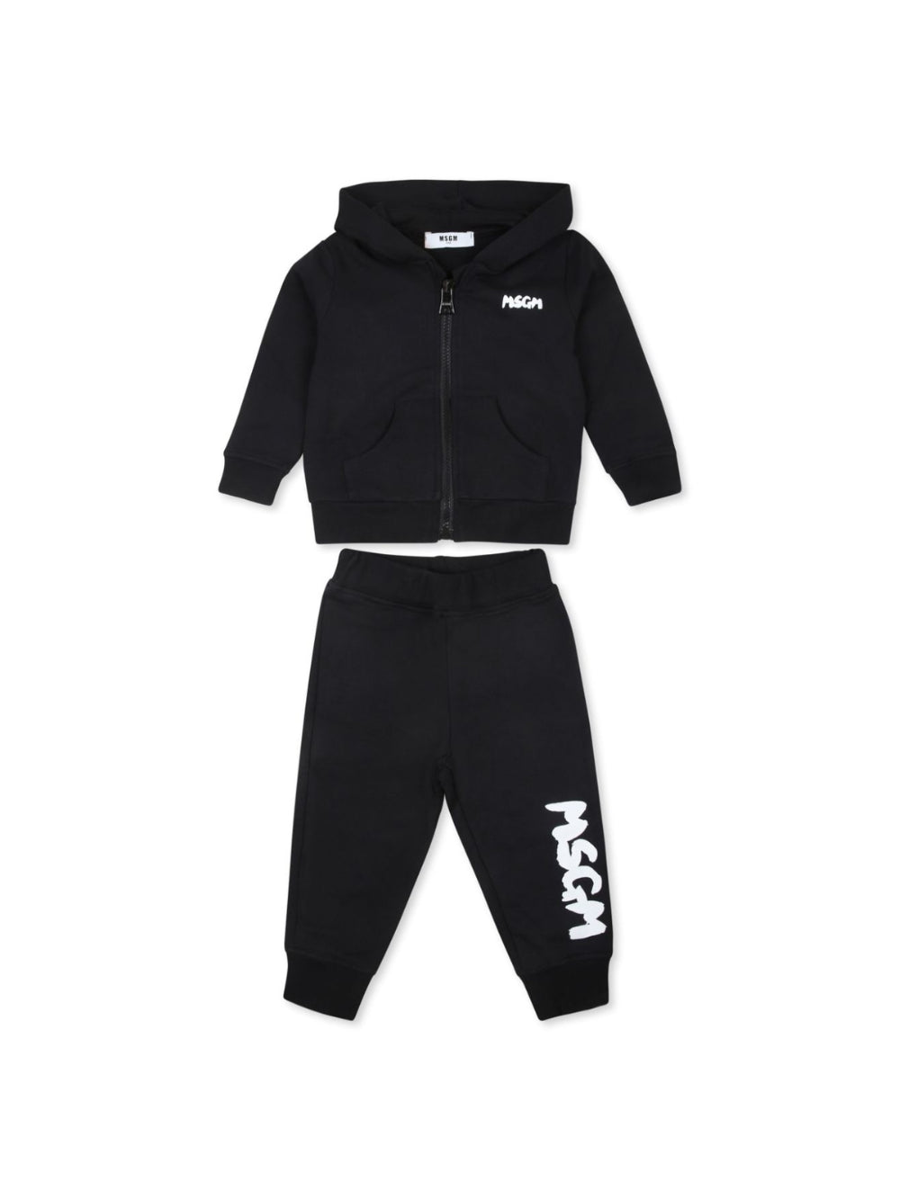 Set tuta per neonato MSGM Kids nero con stampa logo sulla gamba - Rubino Kids