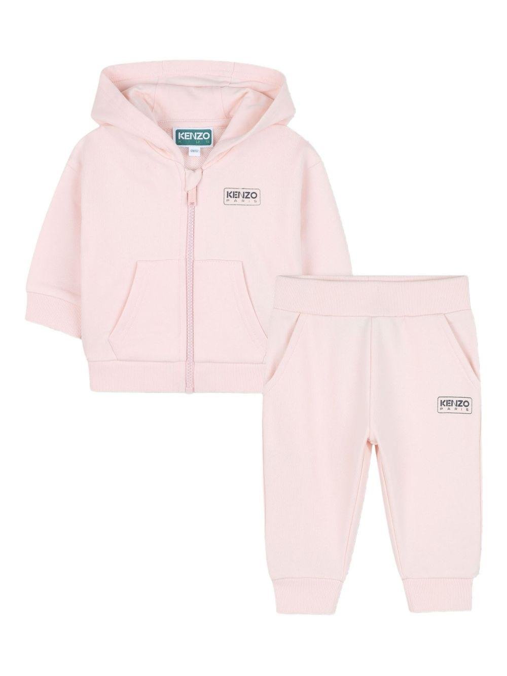 Set tuta sportiva per neonata Kenzo Kids rosa con stampa con logo posteriore - Rubino Kids