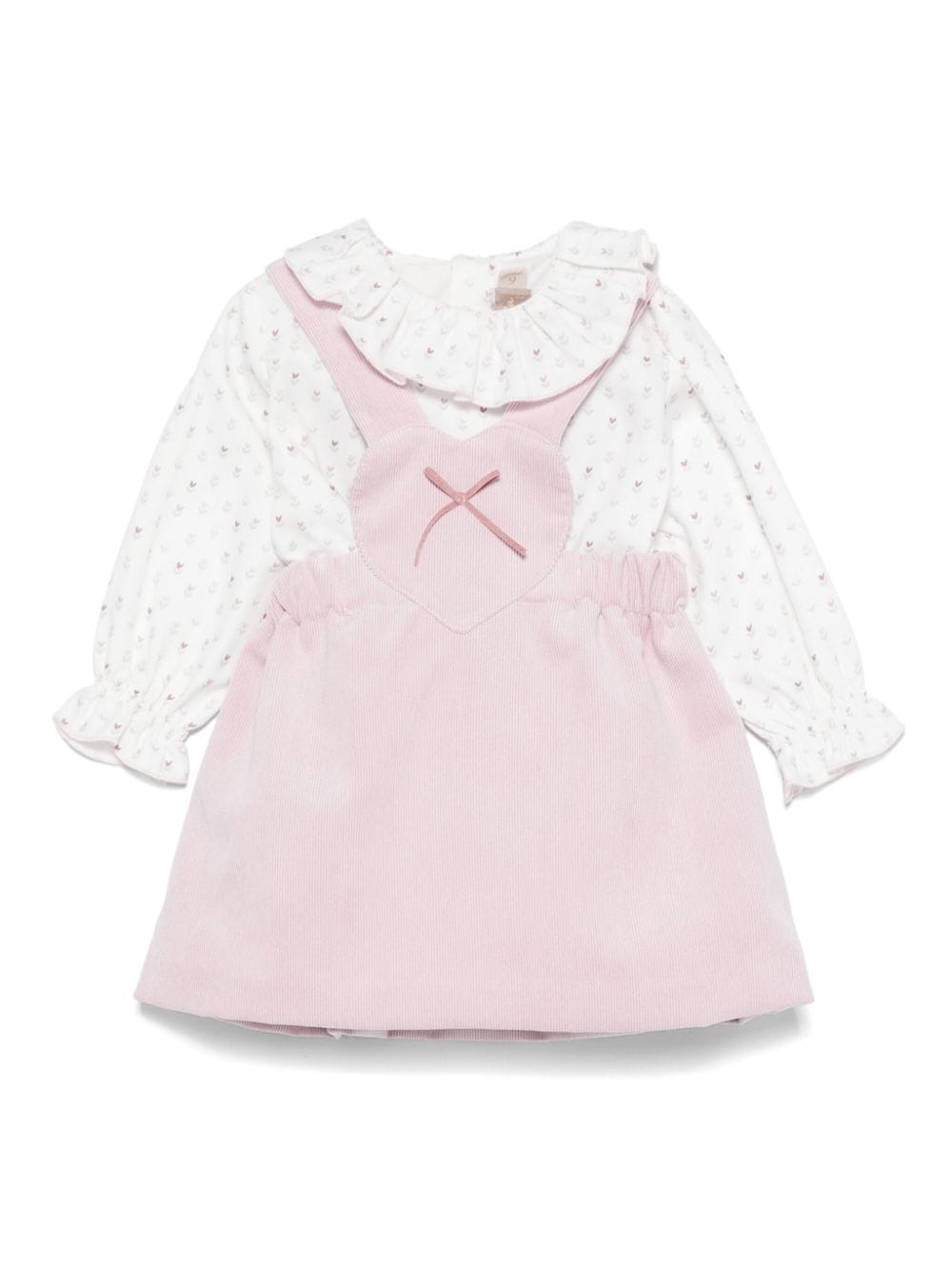 Set tutina con stampa floreale per neonata La Stupenderia rosa con colletto a balze - Rubino Kids