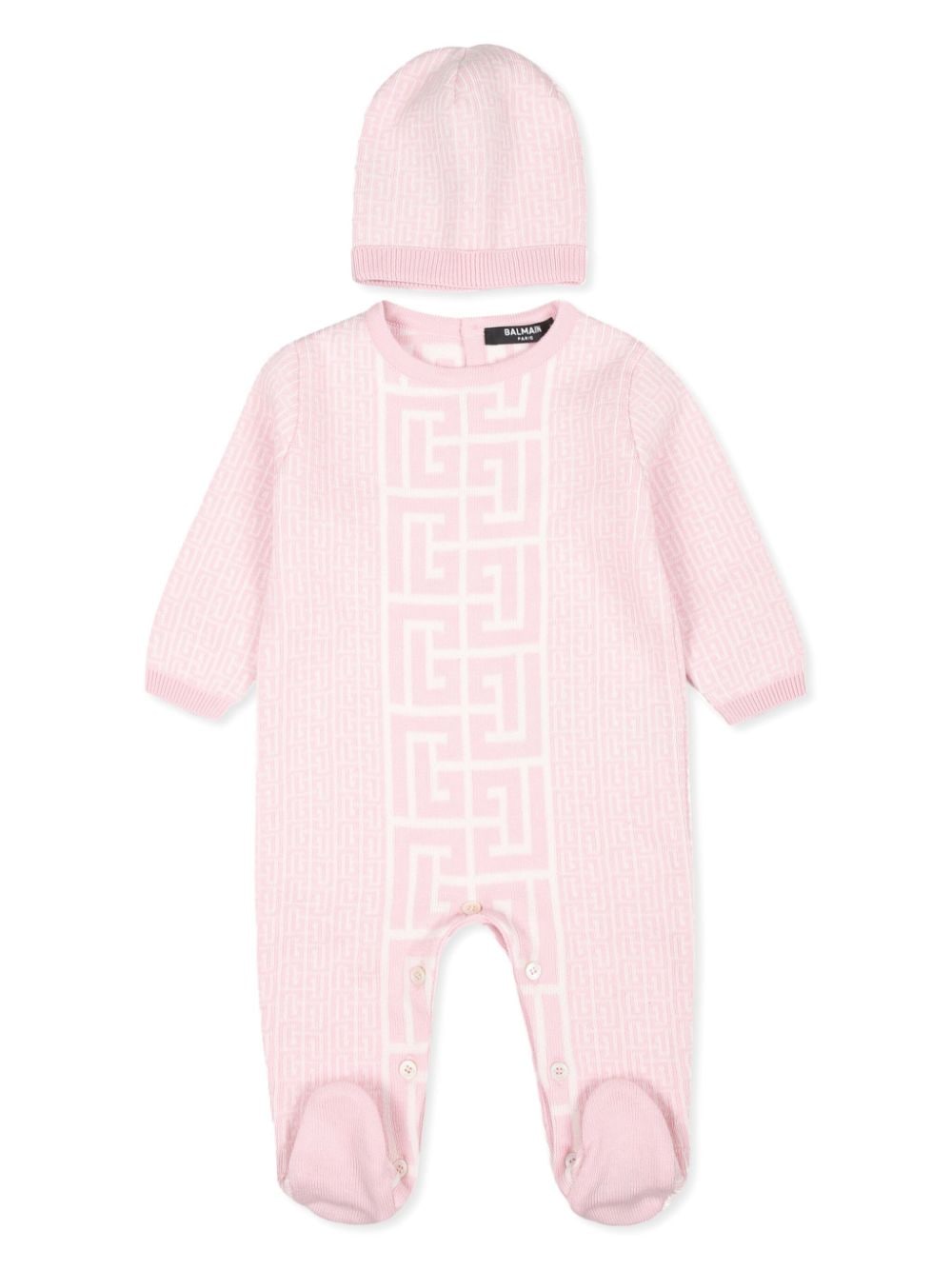 Set tutina con stampa monogramma per neonata Balmain Kids con scollo rotondo - Rubino Kids