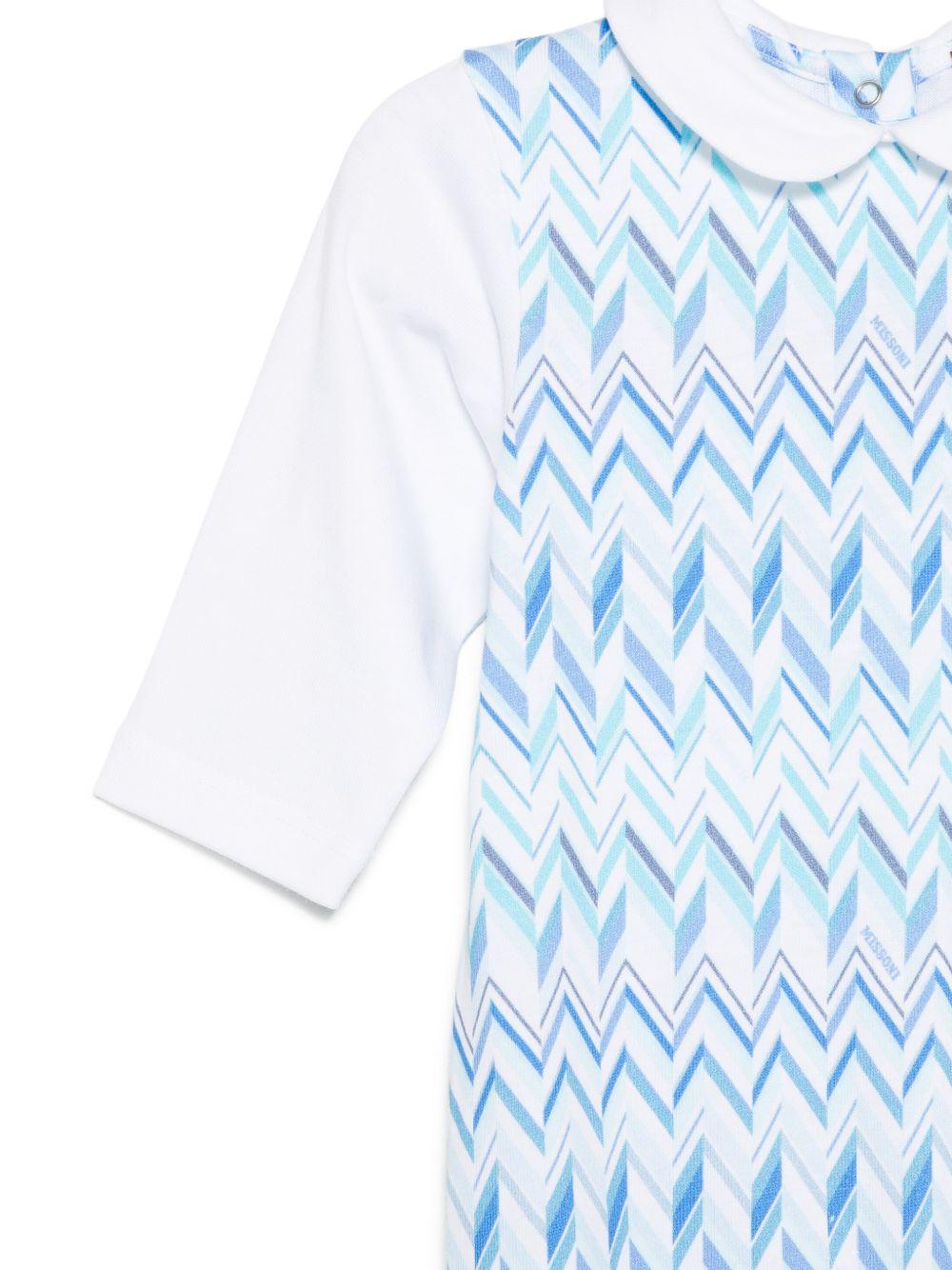 Set tutina e berretto per neonato Missoni Kids azzurro con motivo a chevron - Rubino Kids