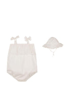 Set tutina e capellino per neonata Chloé Kids bianco con finiture in pizzo - Rubino Kids