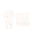 Set tutina e copertina per neonata Avery Row beige con coniglietto ricamato - Rubino Kids