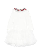 Set tutina e gonna Monnalisa bianco con gonna in tulle e inserti tartan - Rubino Kids