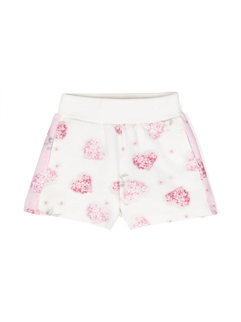 Shorts a fiori per neonata Monnalisa bianco con trama jersey - Rubino Kids