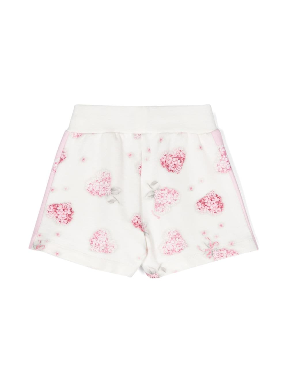 Shorts a fiori per neonata Monnalisa bianco con trama jersey - Rubino Kids