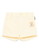 Shorts a quadretti per neonato Moschino Kids giallo con tasche posteriori - Rubino Kids
