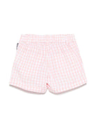 Shorts a quadretti per neonato Moschino Kids rosa con tasche posteriori - Rubino Kids