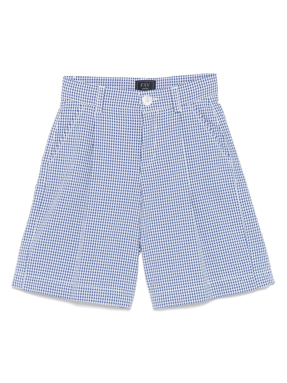 Shorts a quadri per bambino Fay Kids blu con passanti - Rubino Kids