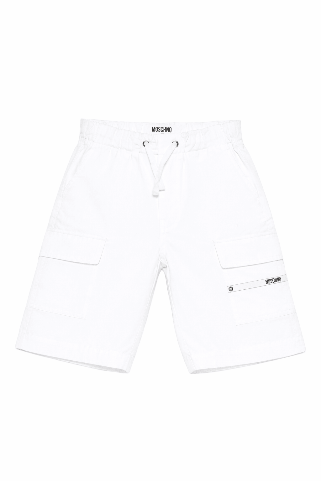 Shorts cargo per bambino Moschino Kids bianco con dettaglio logo - Rubino Kids