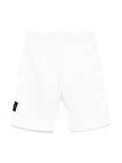 Shorts con applicazione Compass perr bambino Stone Island Junior bianco con tasca laterale - Rubino Kids