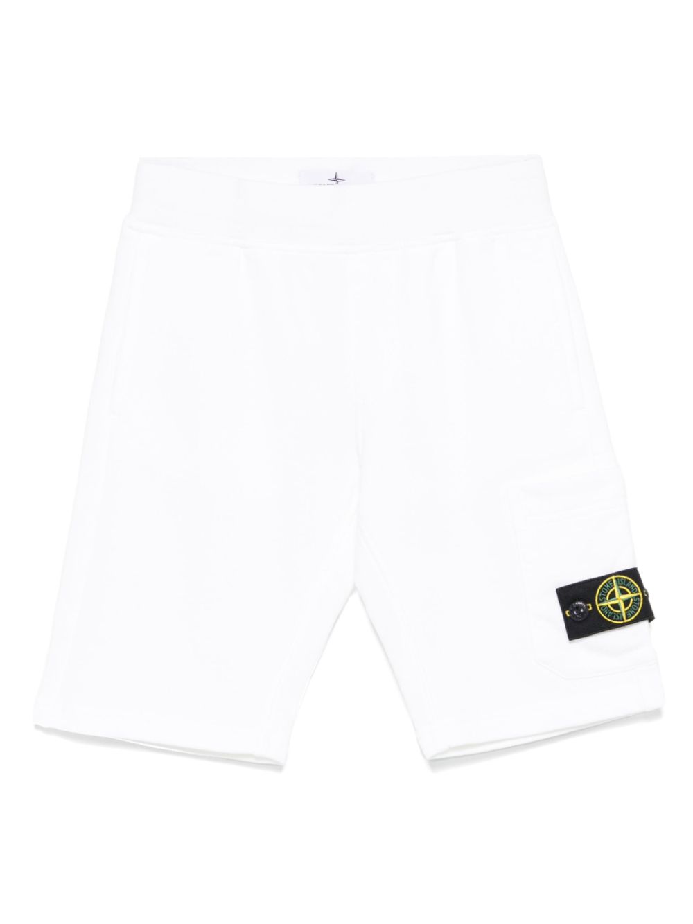 Shorts con applicazione Compass perr bambino Stone Island Junior bianco con tasca laterale - Rubino Kids