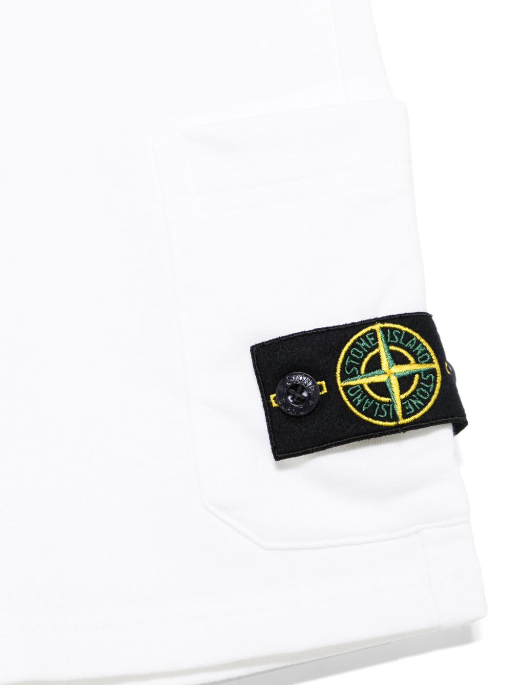 Shorts con applicazione Compass perr bambino Stone Island Junior bianco con tasca laterale - Rubino Kids