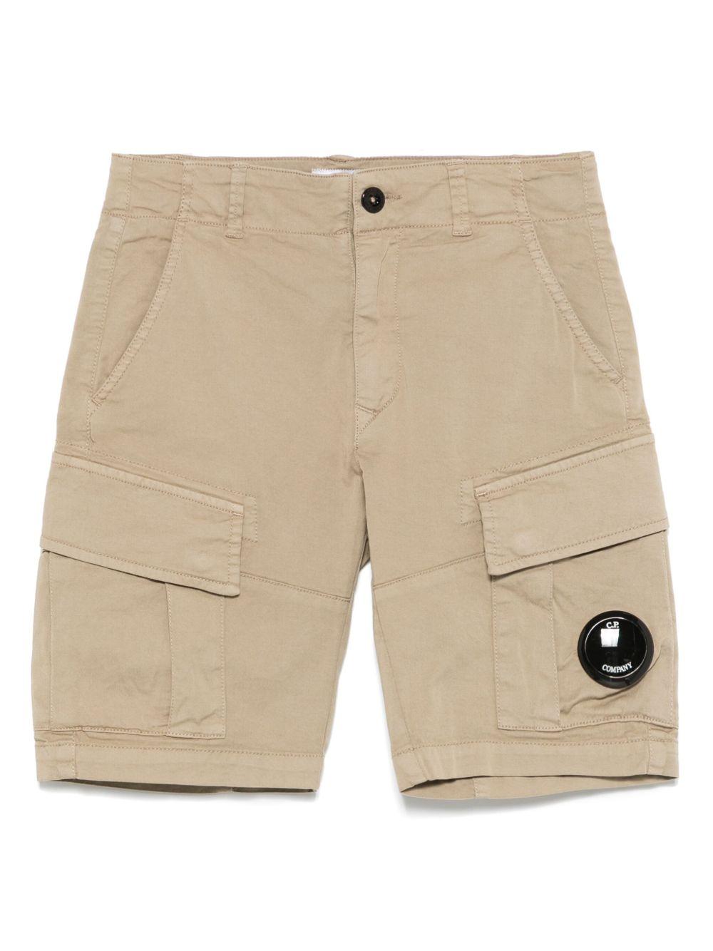 Shorts con applicazione Lens per bambino C.P. Company Kids beige con zip nascosta - Rubino Kids