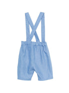 Shorts con bretelle per neonato Mariella Ferrari azzurri con vita elasticizzata sul retro - Rubino Kids