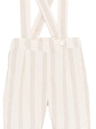 Shorts con bretelle per neonato Mariella Ferrari beige con vita elasticizzata sul retro - Rubino Kids