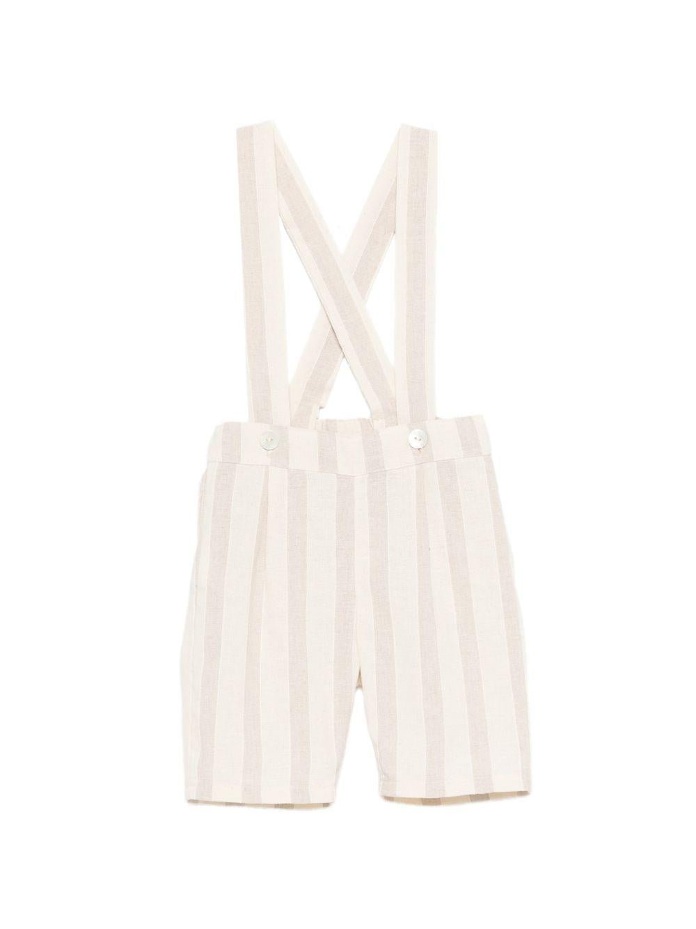 Shorts con bretelle per neonato Mariella Ferrari beige con vita elasticizzata sul retro - Rubino Kids