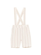 Shorts con bretelle per neonato Mariella Ferrari beige con vita elasticizzata sul retro - Rubino Kids