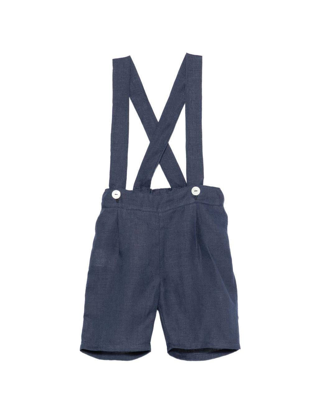 Shorts con bretelle per neonato Mariella Ferrari blu con vita elasticizzata sul retro - Rubino Kids