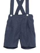 Shorts con bretelle per neonato Mariella Ferrari blu con vita elasticizzata sul retro - Rubino Kids