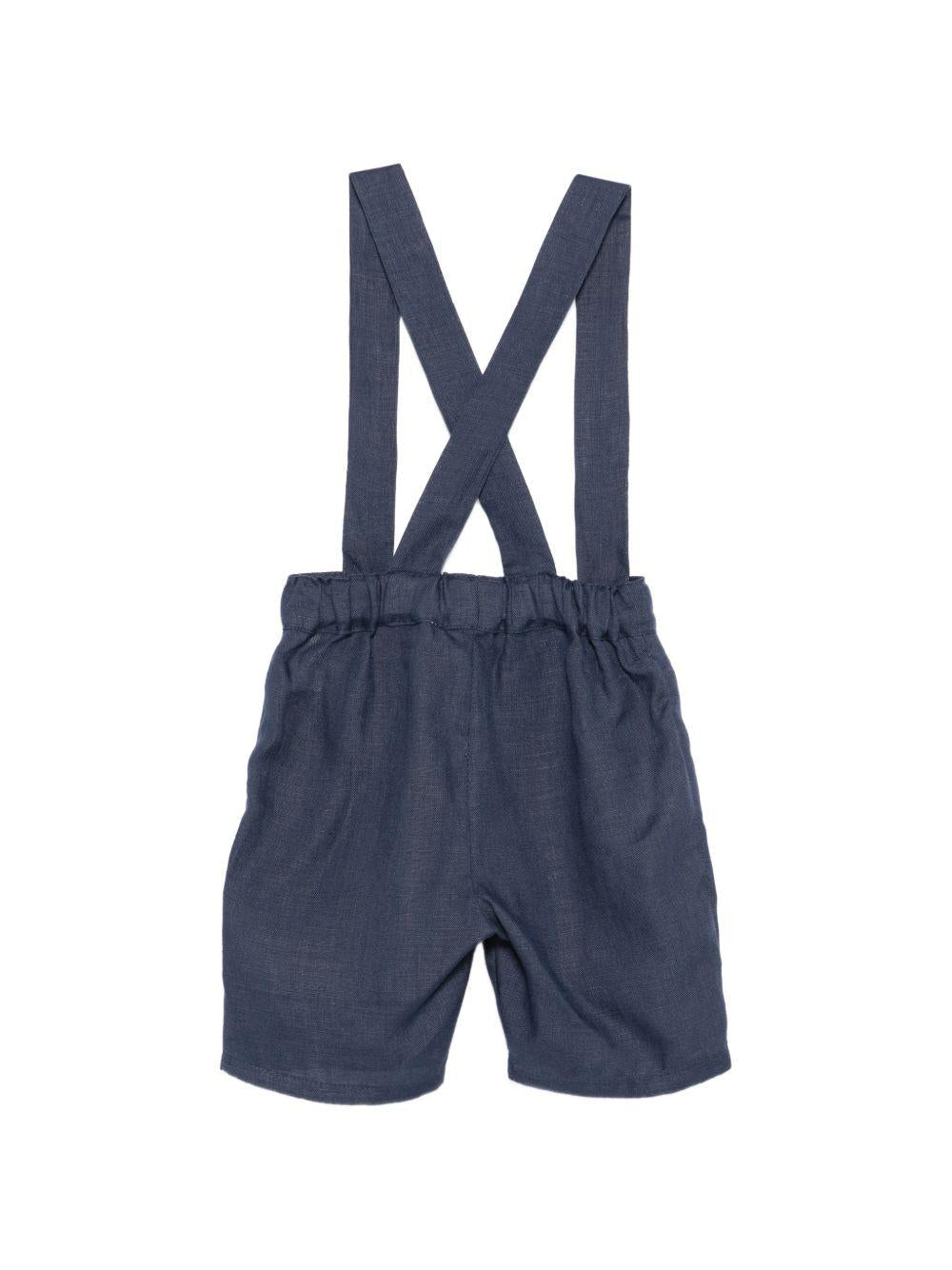 Shorts con bretelle per neonato Mariella Ferrari blu con vita elasticizzata sul retro - Rubino Kids