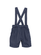 Shorts con bretelle per neonato Mariella Ferrari blu con vita elasticizzata sul retro - Rubino Kids