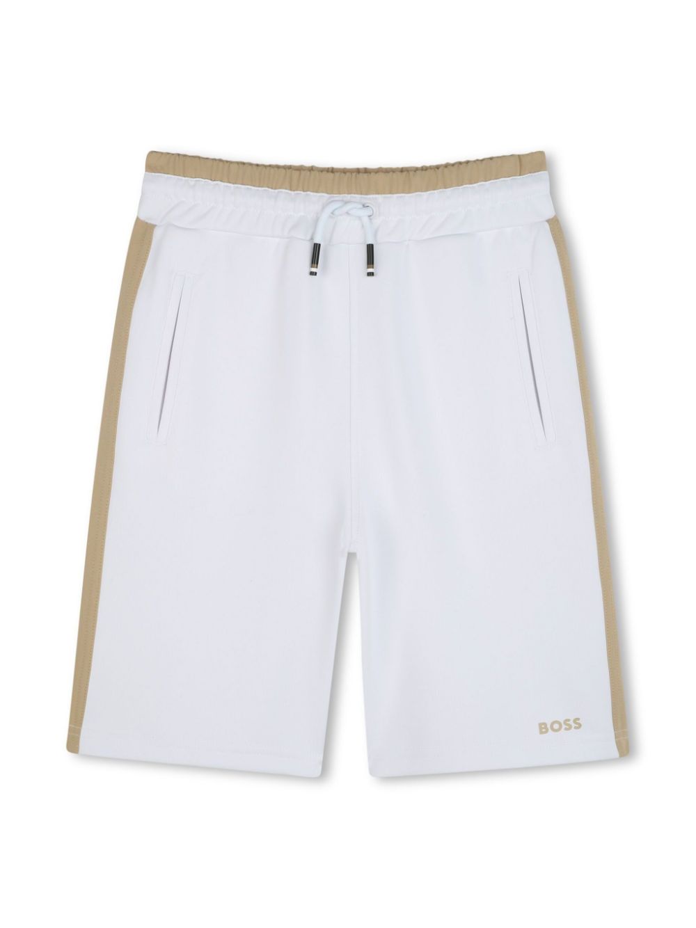 Shorts con inserti per bambino BOSS Kidswear bianco con design a inserti - Rubino Kids