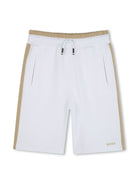 Shorts con inserti per bambino BOSS Kidswear bianco con design a inserti - Rubino Kids