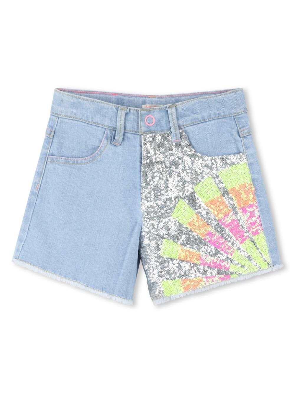 Shorts con paillettes per bambina Billieblush blu con due tasche laterali - Rubino Kids