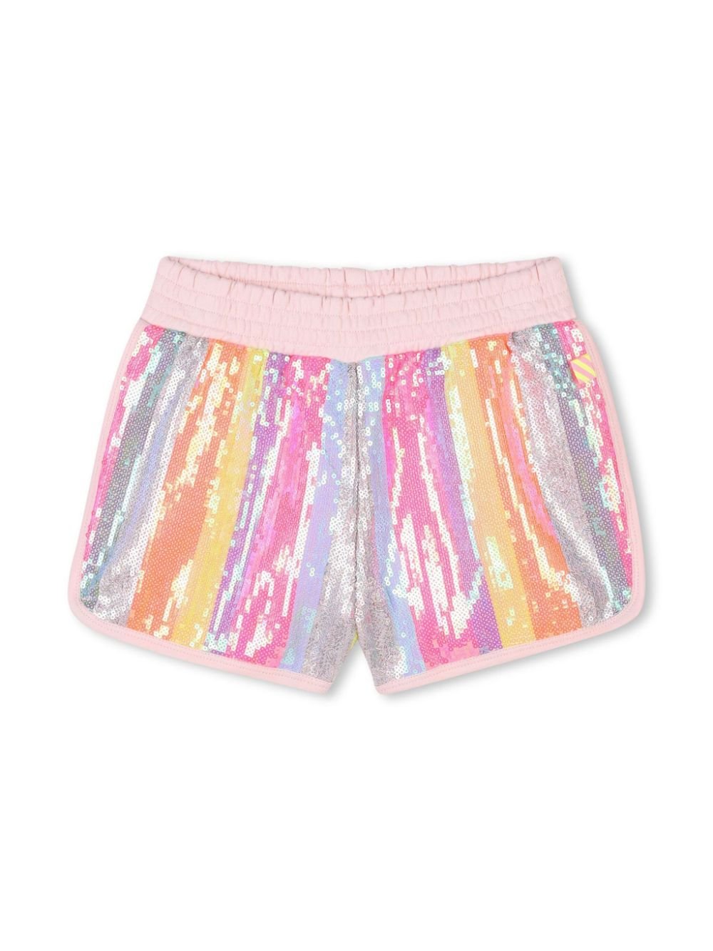 Shorts con paillettes per bambina Billieblush rosa con vita elasticizzata - Rubino Kids