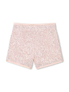 Shorts con paillettes per bambina Chloè Kids rosa con fodera in cotone - Rubino Kids