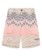 Shorts con stampa a zigzag per bambino Missoni Kids beige con due tasche laterali - Rubino Kids