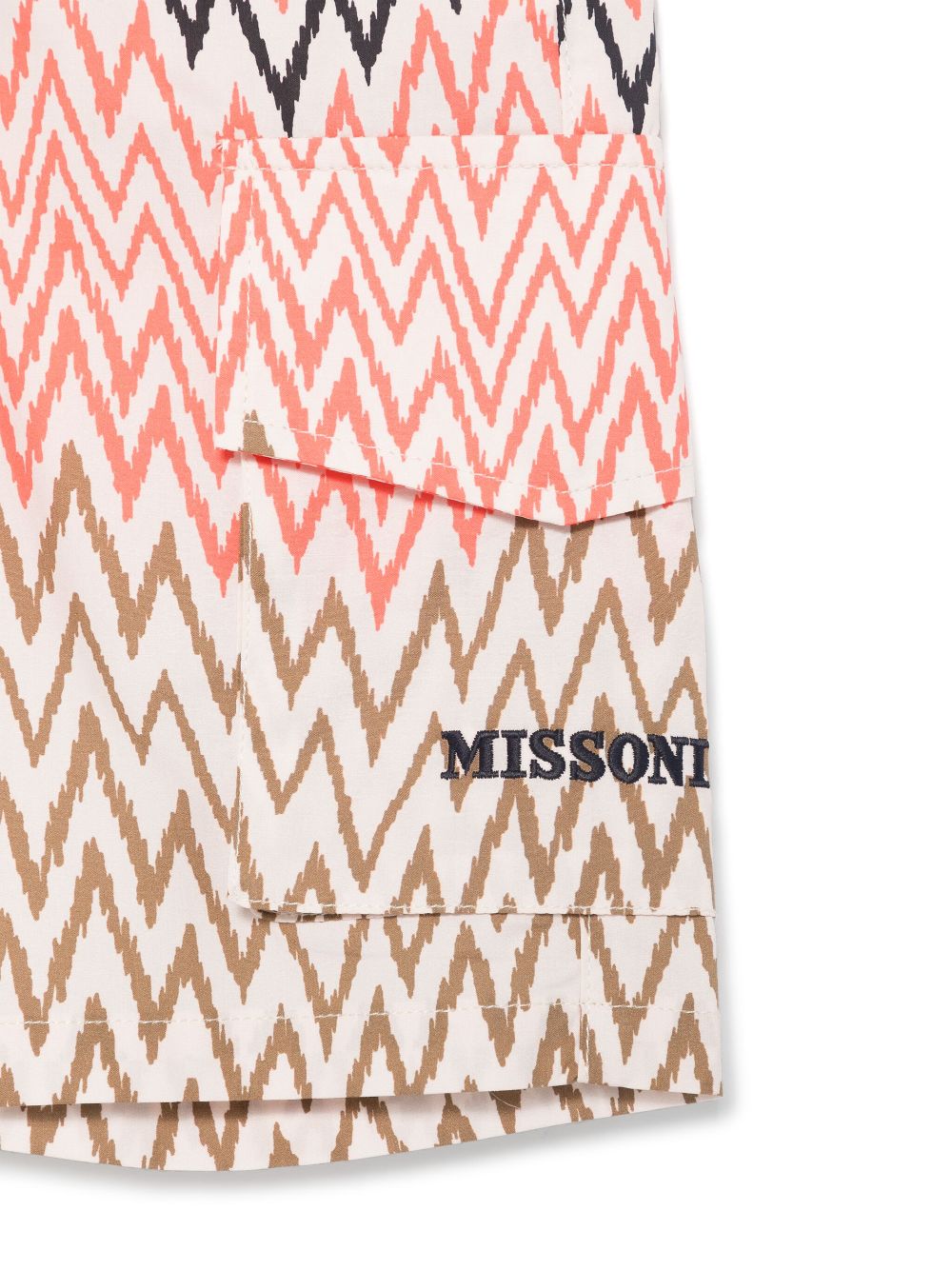 Shorts con stampa a zigzag per bambino Missoni Kids beige con due tasche laterali - Rubino Kids